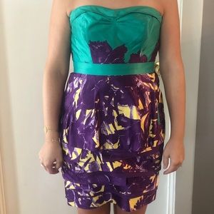 Floral Strapless Cocktail Dress